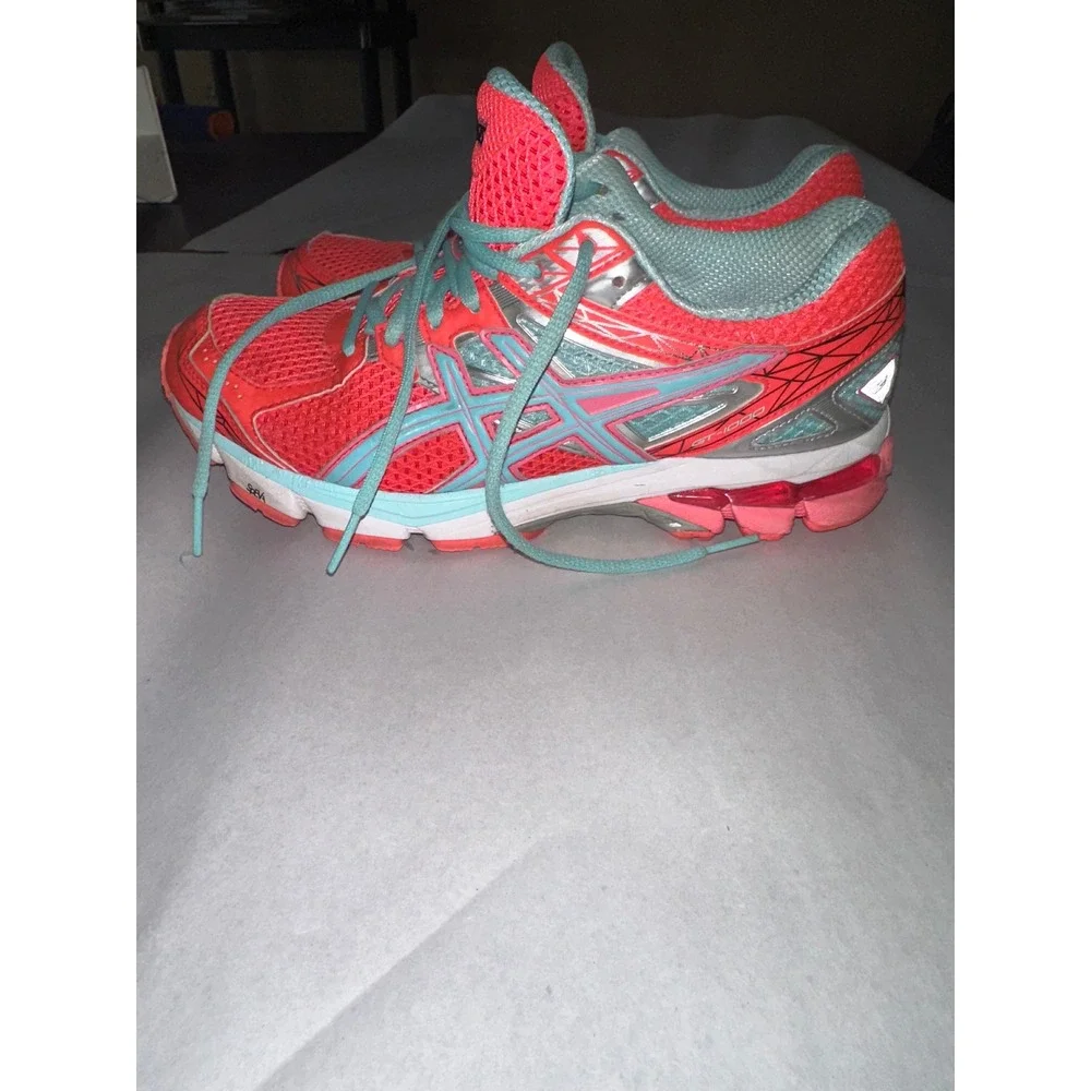 Asics GT-1000 3 Flash Coral Mint Running Shoes T4K8N Womens 8.5